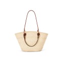 Iraka Palm fiber and cow leather Anagram Basket handbag