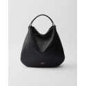 Large leather shoulder bag black