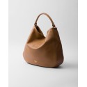 Large leather shoulder bag caramel color