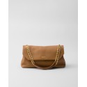 Medium leather shoulder bag caramel color