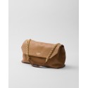 Medium leather shoulder bag caramel color