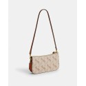 Carriage Print PENN Shoulder Bag Chalk white with amber highlights