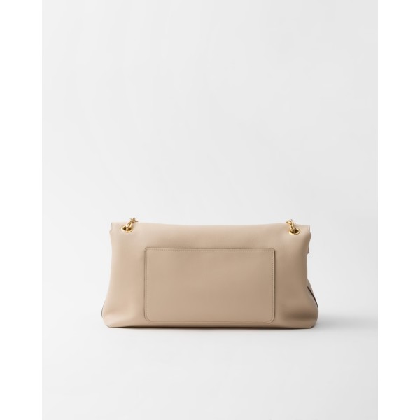 Medium leather shoulder bag travertine